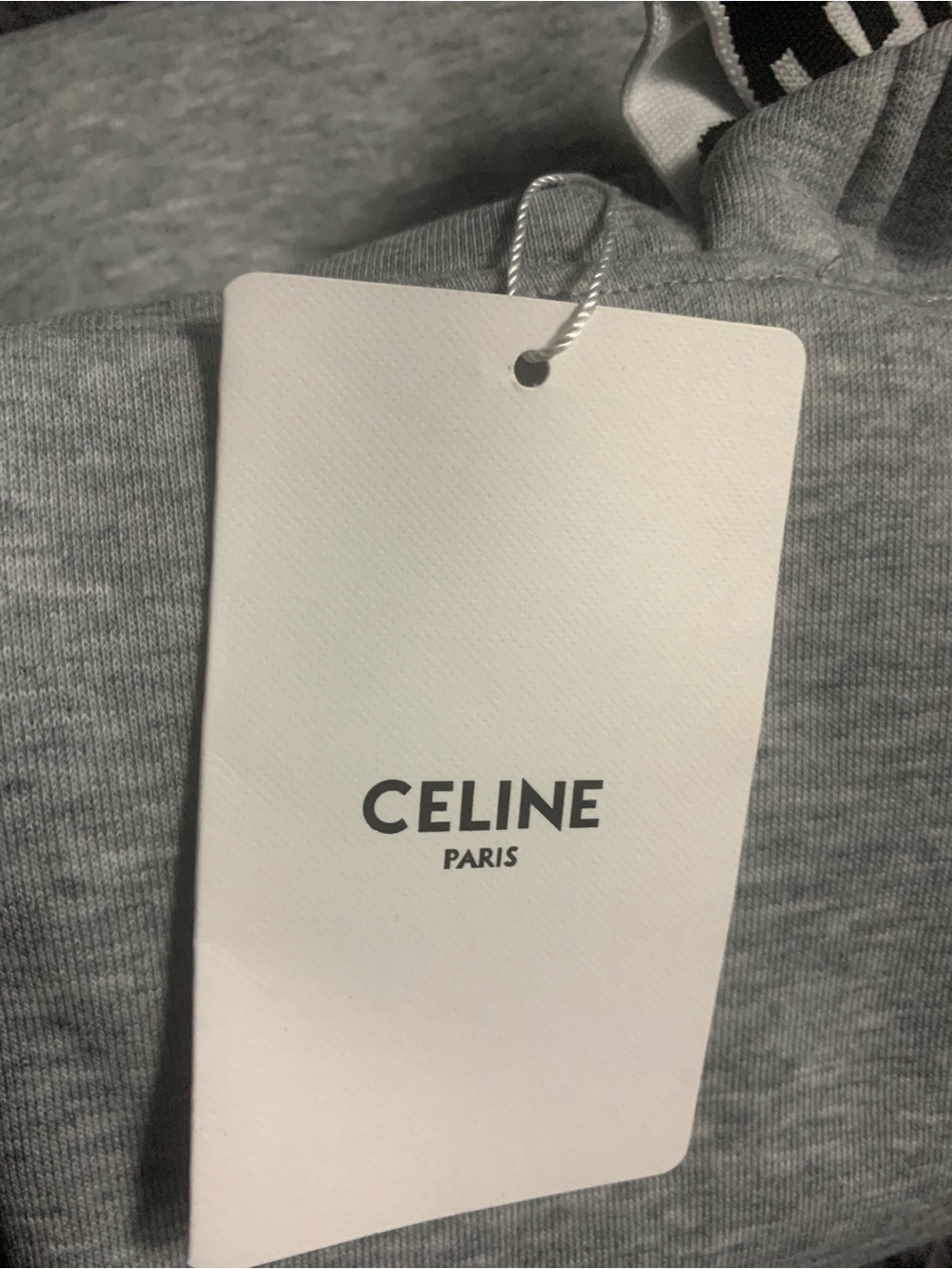 Celine Grey Sweatshirt with Black & White Logo Ribbon